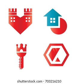 icon set home, key, castle logo template