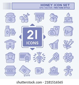 Icon Set Honey. suitable for Bee Farm. two tone style. simple design editable. design template vector. simple illustration
