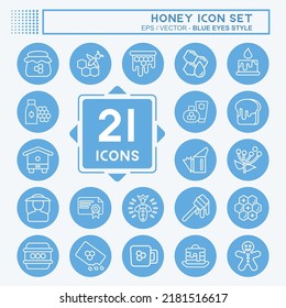 Icon Set Honey. suitable for Bee Farm. Blue Eyes Style. simple design editable. design template vector. simple illustration