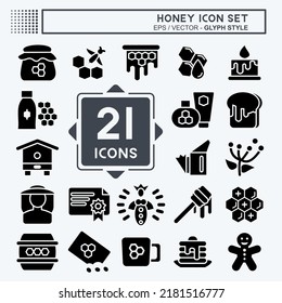 Icon Set Honey. suitable for Bee Farm. Glyph Style. simple design editable. design template vector. simple illustration