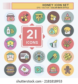 Icon Set Honey. suitable for Bee Farm. Color Mate Style. simple design editable. design template vector. simple illustration