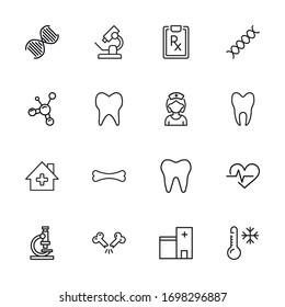 Symbolsatz des Krankenhauses. Bearbeitbare Vektorillustration-Piktogramme einzeln auf weißem Hintergrund. Trendy-Umrisssymbole für mobile Apps und Website-Design. Premium-Paket von Symbolen im trendigen Linienstil.