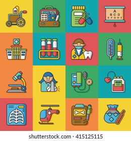 icon set hospital vector