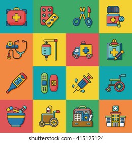 icon set hospital vector