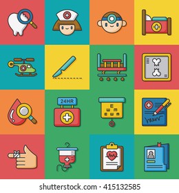icon set hospital vector