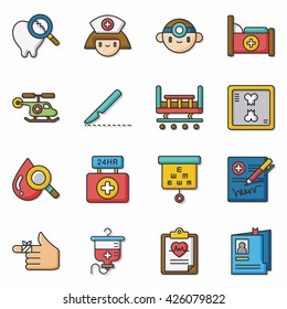 icon set hospital vector
