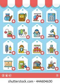 icon set hospital vector