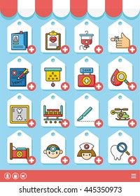 icon set hospital vector