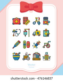 icon set hospital vector