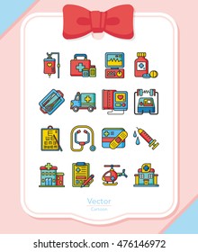 icon set hospital vector