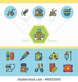 icon set hospital vector