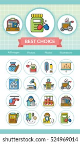 icon set hospital vector
