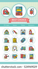 icon set hospital vector