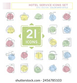 Icon Set Hotel Service. related to Holiday symbol. Color Spot Style. simple design illustration