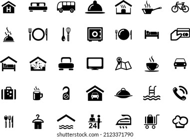 Icon Set HOTEL Vector Silhouette
