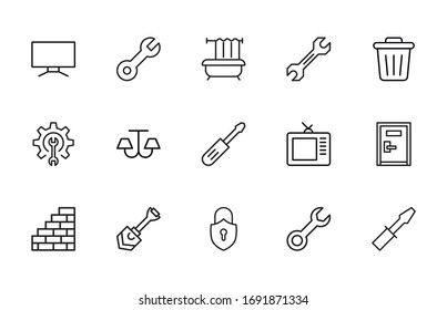 Icon set of house. Editable vector pictograms isolated on a white background. Trendy outline symbols for mobile apps and website design. Premium pack of icons in trendy line style.