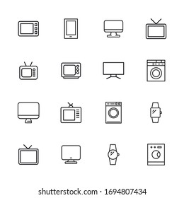 Icon set of household appliance. Editable vector pictograms isolated on a white background. Trendy outline symbols for mobile apps and website design. Premium pack of icons in trendy line style.
