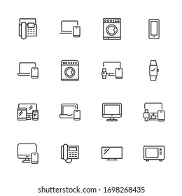 Icon set of household appliance. Editable vector pictograms isolated on a white background. Trendy outline symbols for mobile apps and website design. Premium pack of icons in trendy line style.
