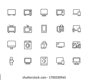 Icon set of household appliance. Editable vector pictograms isolated on a white background. Trendy outline symbols for mobile apps and website design. Premium pack of icons in trendy line style.
