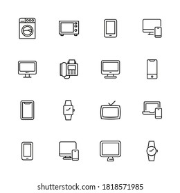 Icon set of household appliance. Editable vector pictograms isolated on a white background. Trendy outline symbols for mobile apps and website design. Premium pack of icons in trendy line style.
