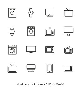 Icon set of household appliance. Editable vector pictograms isolated on a white background. Trendy outline symbols for mobile apps and website design. Premium pack of icons in trendy line style.