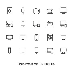 Icon set of household appliance. Editable vector pictograms isolated on a white background. Trendy outline symbols for mobile apps and website design. Premium pack of icons in trendy line style.