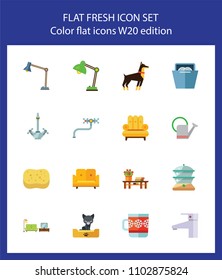 Icon set of household equipment. Design, furniture, home. Domestic life symbols concept. For topics like housekeeping, interior, consumerism