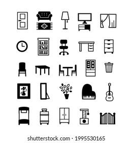 Icon set of household items.