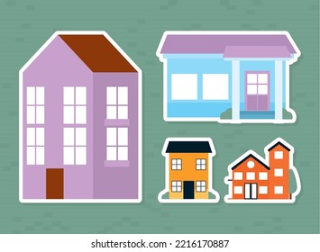 icon set of houses design