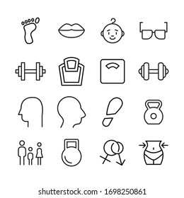 Icon set of human. Editable vector pictograms isolated on a white background. Trendy outline symbols for mobile apps and website design. Premium pack of icons in trendy line style.