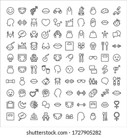 Icon set of human. Editable vector pictograms isolated on a white background. Trendy outline symbols for mobile apps and website design. Premium pack of icons in trendy line style.