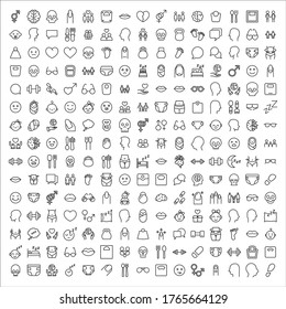Icon set of human. Editable vector pictograms isolated on a white background. Trendy outline symbols for mobile apps and website design. Premium pack of icons in trendy line style.
