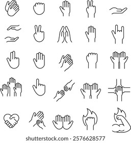 Icon Set of Human Hands and Arms