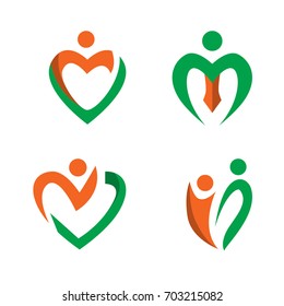 icon set human love logo template