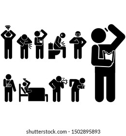 icon set of humans sick and healing