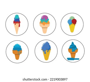 Icon Set of Ice Cream Cone Vector