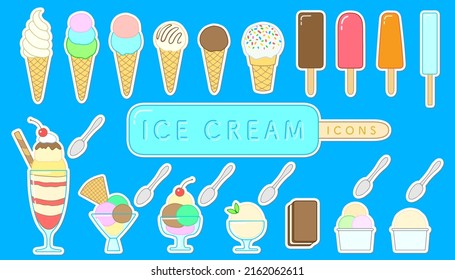 Icon set of ice cream and parfait