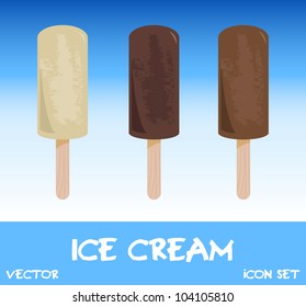 Icon set of ice cream, vector illustration