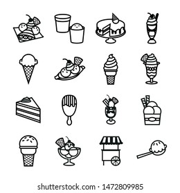 Icon set of ice cream vector outline,  illustration.