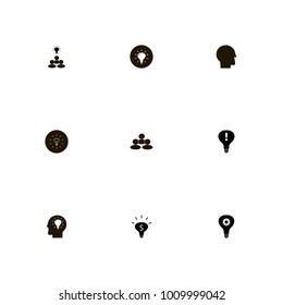 icon set Idea with attention, community, bulb and warrning