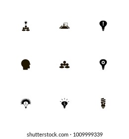 icon set Idea with attention, group, human and light