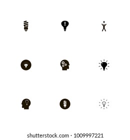 icon set Idea with best idea, round, gears and happy