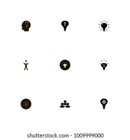 icon set Idea with bulb, attention, cogwheel and money idea