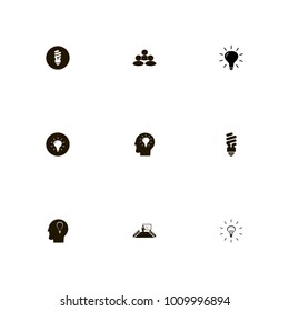 icon set Idea with bulb, best idea, bulb on the black and lamp