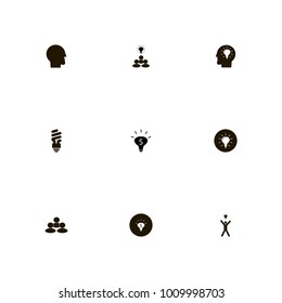icon set Idea with bulb, bulb on the black, community and happiness