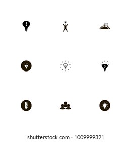 icon set Idea with community, happiness, illumination and light