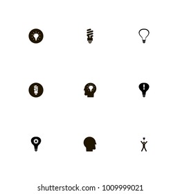 icon set Idea with electricity, warrning, bulb and happiness