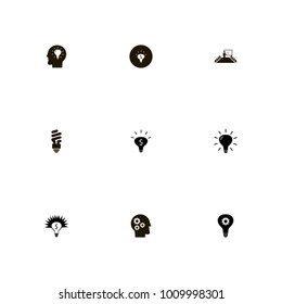 icon set Idea with gear, cogwheel, details and brain