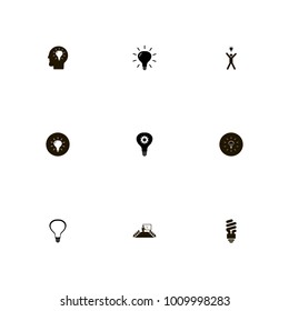 icon set Idea with gear, illumination, electricity and bulb