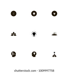 icon set Idea with gears, round, light and bulb on the black